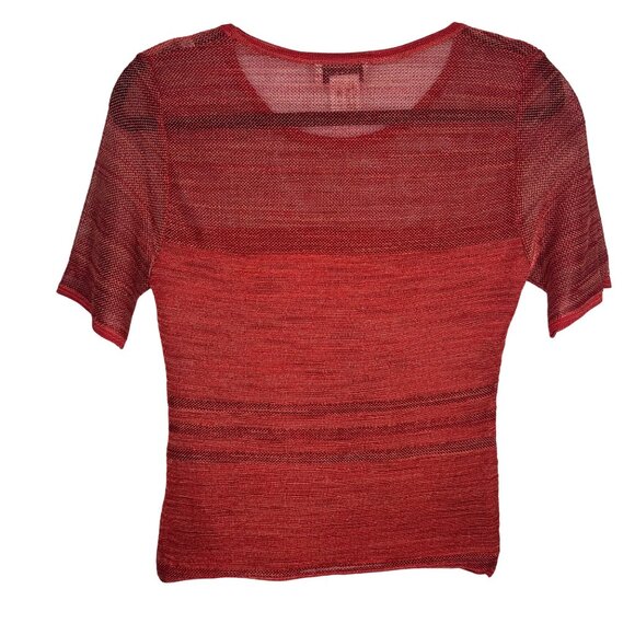 Contraire Louis Feraud Orange-Red Sheer Knit Top‎ Size 6 Made In Italy - Picture 7 of 11